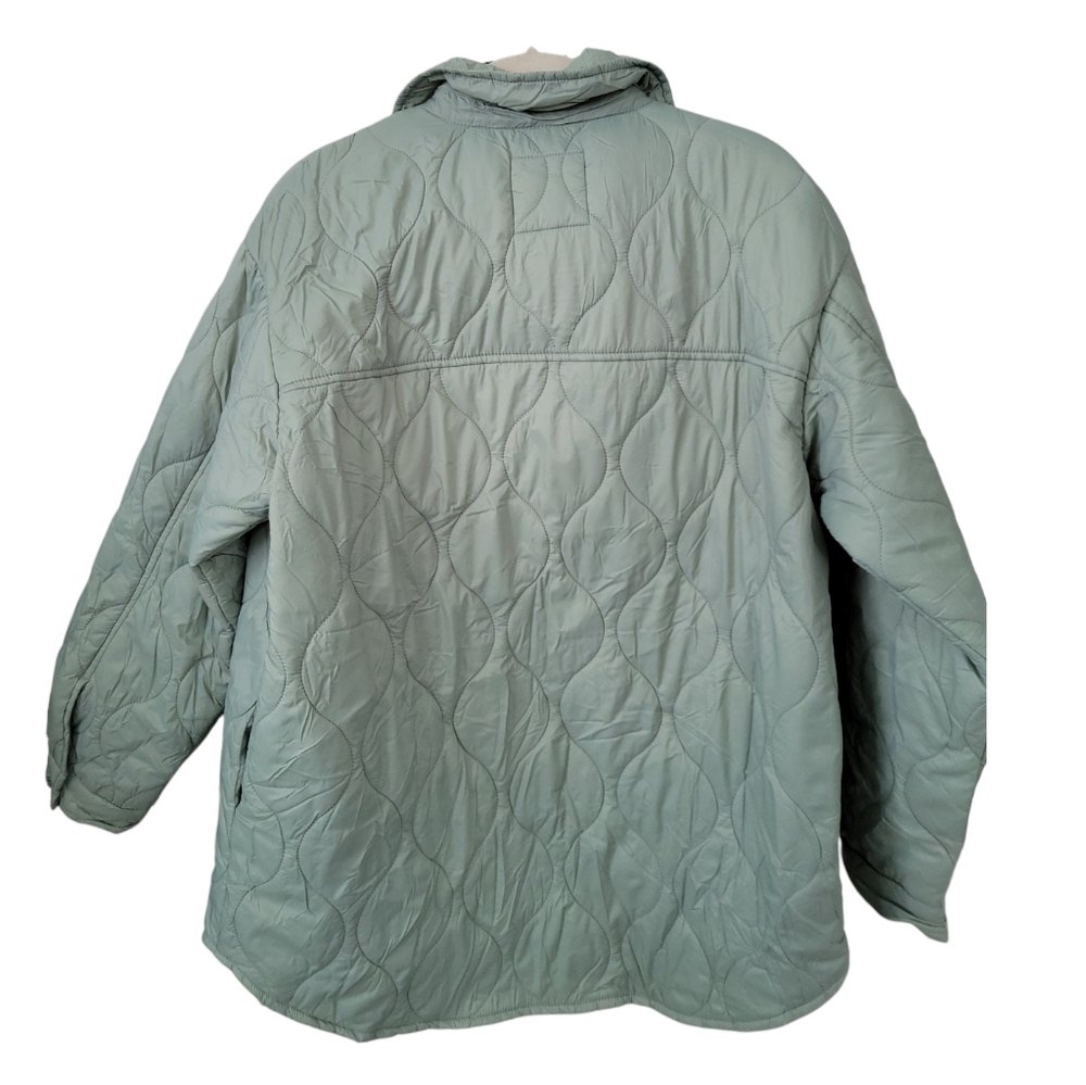 Bagatelle Collection Womens M Quilted Shacket Jacket Sage Green Snap Front - Picture 3 of 13